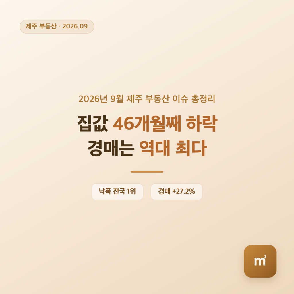 2026년 9월 제주 부동산 이슈 총정리, 집값 3년 넘게 하락, 경매는 역대 최다